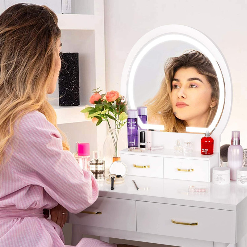 Corrigan Studio® Ami Vanity Set with Stool and Mirror & Reviews Wayfair